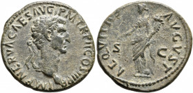 Nerva, 96-98. As (Copper, 28 mm, 10.63 g, 6 h), Rome, 97. IMP NERVA CAES AVG P M TR P II COS III P P Laureate head of Nerva to right. Rev. AEQVITAS AV...