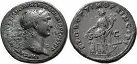 Trajan, 98-117. As (Copper, 29 mm, 11.18 g, 6 h), Rome, 108-109/10. IMP CAES NERVAE TRAIANO AVG GER DAC P M TR P COS V P P Laureate head of Trajan to ...