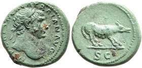 Trajan, 98-117. Semis (Orichalcum, 16 mm, 3.24 g, 7 h), Rome, after circa 109. IMP CAES NERVA TRAIAN AVG Laureate head of Trajan to right, with slight...