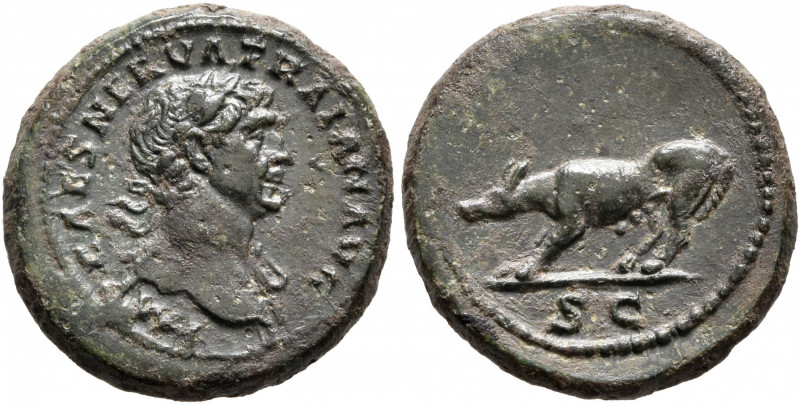 Trajan, 98-117. Semis (Orichalcum, 17 mm, 3.34 g, 6 h), Rome, after circa 109. I...