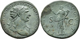 Trajan, 98-117. Dupondius (Orichalcum, 26 mm, 13.44 g, 7 h), Rome, 112/113-114. IMP CAES NER TRAIANO AVG GER DAC P M TR P COS VI P P Radiate head of T...