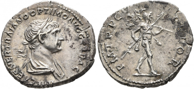 Trajan, 98-117. Denarius (Silver, 21 mm, 3.27 g, 7 h), Rome, 113-114. IMP CAES N...