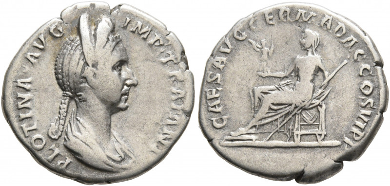 Plotina, Augusta, 105-123. Denarius (Silver, 19 mm, 3.13 g, 7 h), Rome, 112-114....