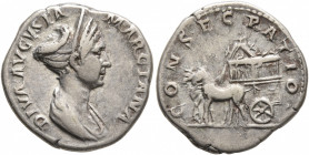 Marciana, Augusta, circa 105-112/4. Denarius (Silver, 18 mm, 3.23 g, 7 h), Rome, struck under Trajan, 114. DIVA AVGVSTA MARCIANA Diademed and draped b...