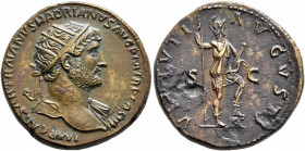 Hadrian, 117-138. Dupondius (Orichalcum, 27 mm, 14.63 g, 6 h), Rome, 119-circa mid 120. IMP CAESAR TRAIANVS HADRIANVS AVG P M TR P COS III Radiate hea...
