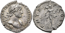 Hadrian, 117-138. Denarius (Silver, 18 mm, 3.45 g, 6 h), Rome, circa late 120-121. IMP CAESAR TRAIAN HADRIANVS AVG Laureate bust of Hadrian to right, ...