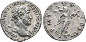 Hadrian, 117-138. Denarius (Silver, 18 mm, 3.22 g, 7 h), Rome, circa late 120-121. IMP CAESAR TRAIAN HADRIANVS AVG Laureate head of Hadrian to right, ...