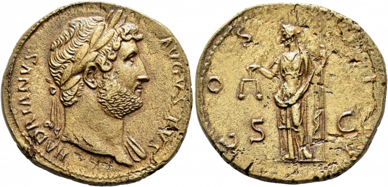 Hadrian, 117-138. Sestertius (Orichalcum, 33 mm, 22.73 g, 5 h), Rome, circa 125-...