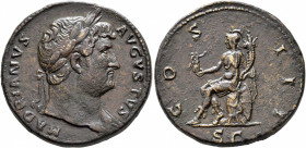 Hadrian, 117-138. Sestertius (Orichalcum, 32 mm, 23.23 g, 6 h), Rome, circa 126-127. HADRIANVS AVGVSTVS Laureate head of Hadrian to right, with slight...