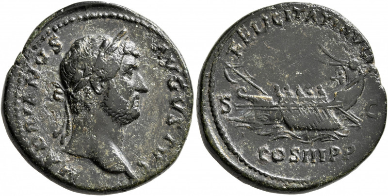 Hadrian, 117-138. As (Copper, 26 mm, 12.36 g, 11 h), Rome, circa 129-130. HADRIA...