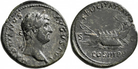 Hadrian, 117-138. As (Copper, 26 mm, 12.36 g, 11 h), Rome, circa 129-130. HADRIANVS AVGVSTVS Laureate head of Hadrian to right. Rev. FELICITATI AVG / ...