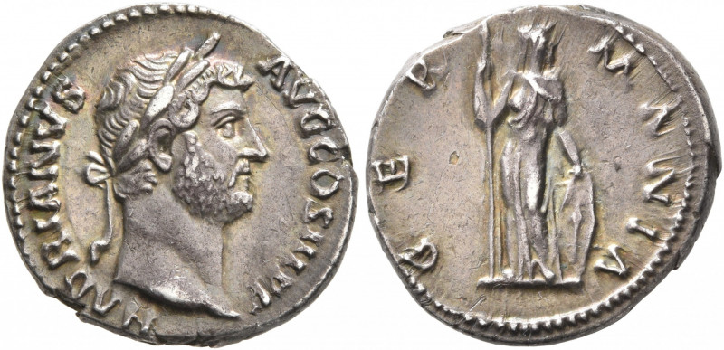 Hadrian, 117-138. Denarius (Silver, 18 mm, 3.29 g, 6 h), Rome, circa 130-133. HA...