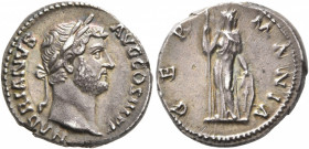 Hadrian, 117-138. Denarius (Silver, 18 mm, 3.29 g, 6 h), Rome, circa 130-133. HADRIANVS AVG COS III P P Laureate head of Hadrian to right. Rev. GERMAN...