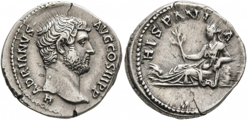 Hadrian, 117-138. Denarius (Silver, 18 mm, 3.39 g, 7 h), Rome, circa 130-133. HA...