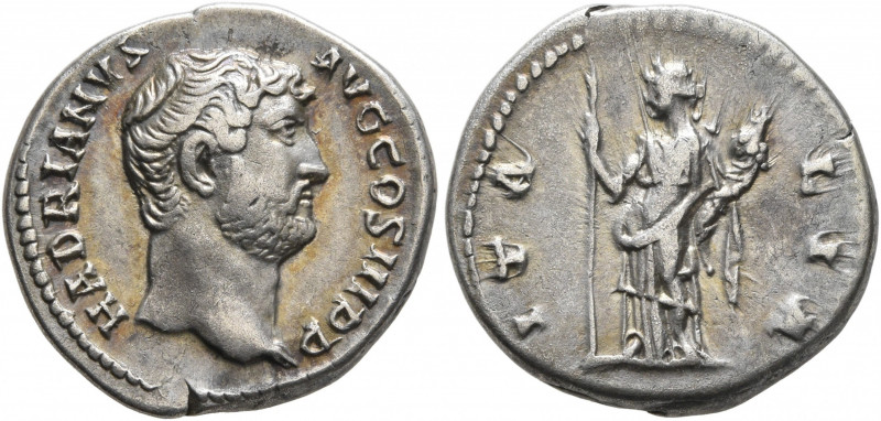 Hadrian, 117-138. Denarius (Silver, 18 mm, 3.55 g, 6 h), Rome, circa 130-133. HA...