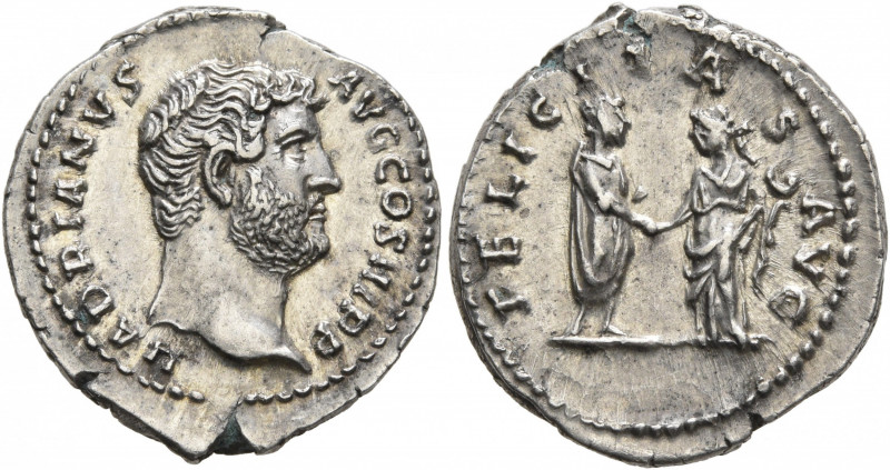 Hadrian, 117-138. Denarius (Silver, 18 mm, 3.25 g, 6 h), Rome, 133-circa 135. HA...