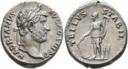 Hadrian, 117-138. Denarius (Silver, 17 mm, 3.52 g, 6 h), Rome, 134-138. HADRIANVS AVG COS III P P Laureate head of Hadrian to right. Rev. TELLVS STABI...