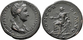 Sabina, Augusta, 128-136/7. As (Copper, 27 mm, 9.48 g, 6 h), Rome, circa 130-133. SABINA AVGVSTA HADRIANI AVG P P Diademed and draped bust of Sabina t...