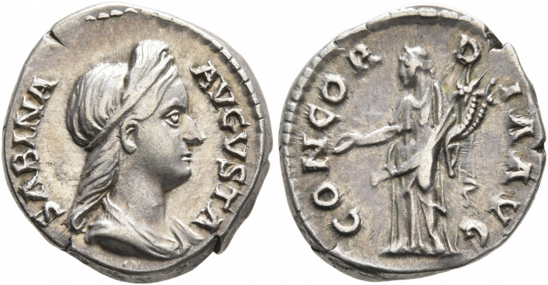 Sabina, Augusta, 128-136/7. Denarius (Silver, 18 mm, 3.55 g, 5 h), Rome, circa 1...