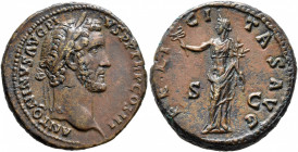 Antoninus Pius, 138-161. As (Copper, 27 mm, 11.89 g, 12 h), Rome, 140-144. ANTONINVS AVG PIVS P P TR P COS III Laureate head of Antoninus Pius to righ...