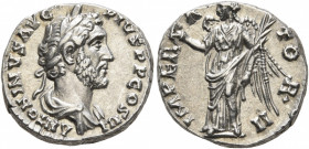 Antoninus Pius, 138-161. Denarius (Silver, 16 mm, 3.43 g, 11 h), Rome, 143-144. ANTONINVS AVG PIVS P P COS III Laureate and draped bust of Antoninus P...