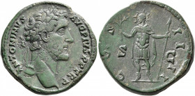 Antoninus Pius, 138-161. Sestertius (Orichalcum, 30 mm, 25.66 g, 12 h), Rome, 145-161. ANTONINVS AVG PIVS P P TR P Laureate head of Antoninus Pius to ...