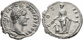 Antoninus Pius, 138-161. Denarius (Silver, 20 mm, 3.57 g, 6 h), Rome, 147-148. ANTONINVS AVG PIVS P P TR P XI Laureate head of Antoninus Pius to right...