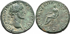 Antoninus Pius, 138-161. Sestertius (Orichalcum, 31 mm, 25.41 g, 12 h), Rome, 153-154. ANTONINVS AVG PIVS P P TR P XVII Laureate head of Antoninus Piu...