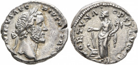 Antoninus Pius, 138-161. Denarius (Silver, 16 mm, 3.94 g, 12 h), Rome, 158-159. ANTONINVS AVG PIVS P P TR P XXII Laureate head of Antoninus Pius to ri...