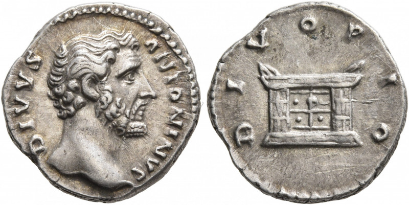 Divus Antoninus Pius, died 161. Denarius (Silver, 17 mm, 3.35 g, 6 h), Rome. DIV...