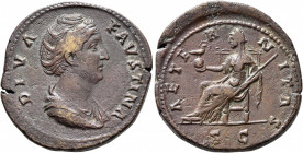 Diva Faustina Senior, died 140/1. Sestertius (Orichalcum, 34 mm, 26.88 g, 6 h), Rome. DIVA FAVSTINA Diademed and draped bust of Diva Faustina to right...