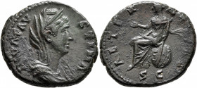 Diva Faustina Senior, died 140/1. As (Copper, 27 mm, 11.95 g, 12 h), Rome. DIVA FAVSTINA Veiled and draped bust of Diva Faustina to right. Rev. AETERN...