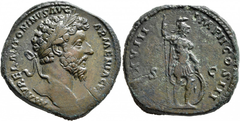 Marcus Aurelius, 161-180. Sestertius (Orichalcum, 32 mm, 26.70 g, 11 h), Rome, 1...