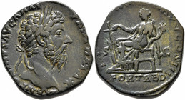 Marcus Aurelius, 161-180. Sestertius (Orichalcum, 30 mm, 22.88 g, 6 h), Rome, 168-169. M ANTONINVS AVG ARM PARTH MAX Laureate head of Marcus Aurelius ...