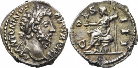 Marcus Aurelius, 161-180. Denarius (Silver, 18 mm, 3.75 g, 6 h), Rome, 170-171. M ANTONINVS AVG TR P XXV Laureate head of Marcus Aurelius to right. Re...