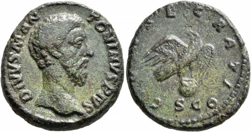 Divus Marcus Aurelius, died 180. As (Copper, 25 mm, 11.61 g, 12 h), Rome. DIVVS ...