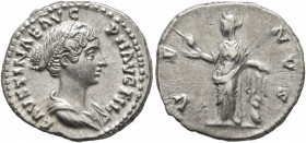 Faustina Junior, Augusta, 147-175. Denarius (Silver, 18 mm, 3.40 g, 5 h), Rome, 147-150. FAVSTINAE AVG PII AVG FIL Draped bust of Faustina II to right...