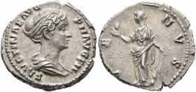 Faustina Junior, Augusta, 147-175. Denarius (Silver, 18 mm, 3.59 g, 6 h), Rome, 147-150. FAVSTINAE AVG PII AVG FIL Draped bust of Faustina II to right...