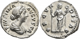 Faustina Junior, Augusta, 147-175. Denarius (Silver, 19 mm, 3.51 g, 7 h), Rome, 161-175. FAVSTINA AVGVSTA Draped bust of Faustina Junior to right. Rev...