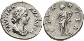 Faustina Junior, Augusta, 147-175. Denarius (Silver, 19 mm, 3.45 g, 1 h), Rome, 161-175. FAVSTINA AVGVSTA Draped bust of Faustina Junior to right. Rev...
