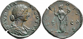 Faustina Junior, Augusta, 147-175. Sestertius (Orichalcum, 32 mm, 23.75 g, 6 h), Rome, 161-175. FAVSTINA AVGVSTA Draped bust of Faustina Junior to rig...