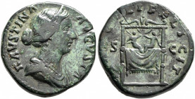 Faustina Junior, Augusta, 147-175. As (Copper, 25 mm, 12.45 g, 11 h), Rome. FAVSTINA AVGVSTA Draped bust of Faustina Junior to right. Rev. SAECVLI FEL...