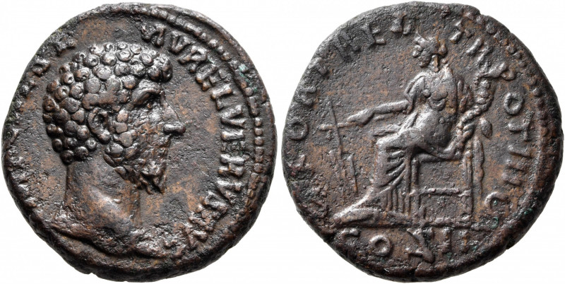 Lucius Verus, 161-169. As (Copper, 25 mm, 11.13 g, 4 h), Rome, 162-163. IMP CAES...