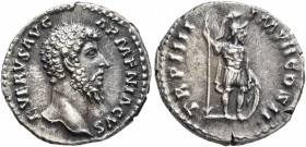Lucius Verus, 161-169. Denarius (Silver, 18 mm, 3.43 g, 6 h), Rome, 163-164. L VERVS AVG ARMENIACVS Bare head of Lucius Verus to right. Rev. TR P IIII...