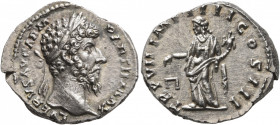 Lucius Verus, 161-169. Denarius (Silver, 19 mm, 3.45 g, 11 h), Rome, 168. L VERVS AVG ARM PARTH MAX Laureate head of Lucius Verus to right. Rev. TR P ...