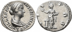 Lucilla, Augusta, 164-182. Denarius (Silver, 17 mm, 3.24 g, 6 h), Rome. LVCILLAE AVG ANTONINI AVG F Draped bust of Lucilla to right. Rev. PIETAS Pieta...