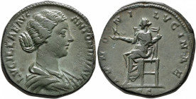 Lucilla, Augusta, 164-182. Sestertius (Orichalcum, 30 mm, 25.91 g, 11 h), Rome. LVCILLAE AVG ANTONINI AVG F Draped bust of Lucilla to right. Rev. IVNO...