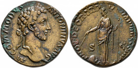 Commodus, 177-192. Sestertius (Orichalcum, 30 mm, 22.89 g, 6 h), Rome, 181. M COMMODVS ANTONINVS AVG Laureate head of Commodus to right. Rev. PROV DEO...