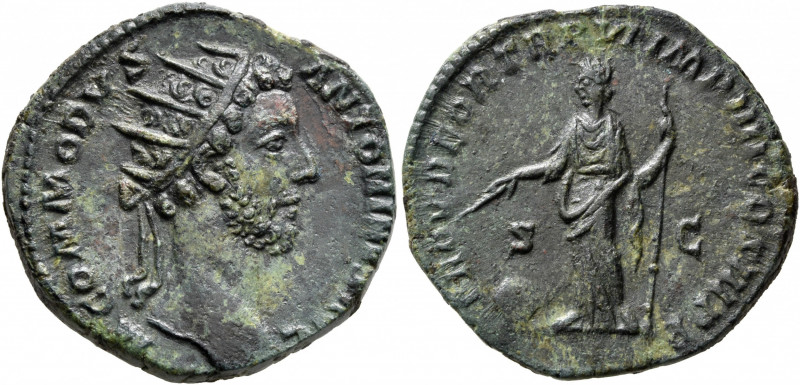 Commodus, 177-192. Dupondius (Orichalcum, 25 mm, 8.55 g, 11 h), Rome, 181. M COM...