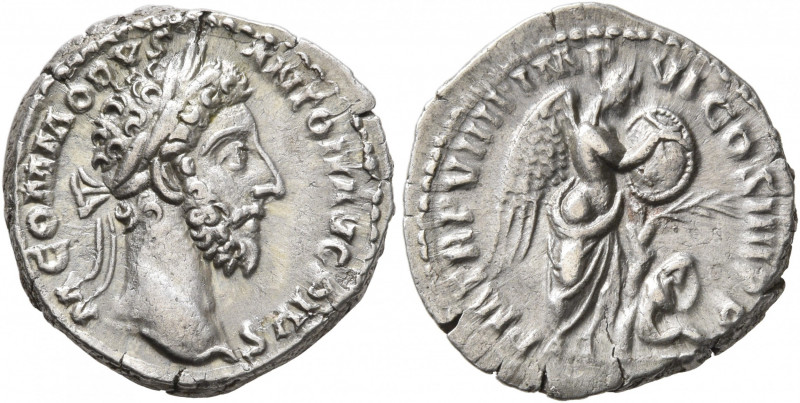 Commodus, 177-192. Denarius (Silver, 18 mm, 3.09 g, 6 h), Rome, 183-184. M COMMO...